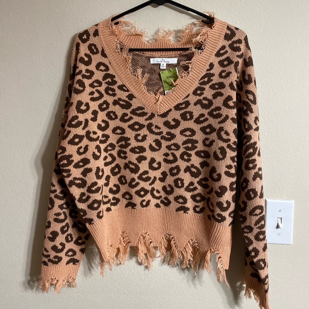 Distressed Leopard Print Sweater